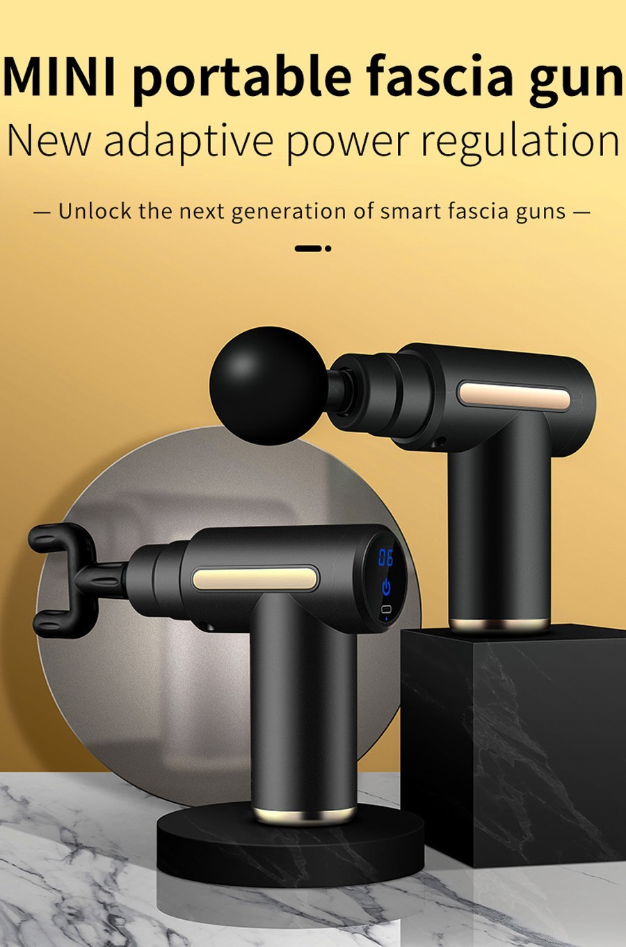 Massage Gun Deep Tissue Massager, 6 Speed Percussion Muscle Massager 4 Heads