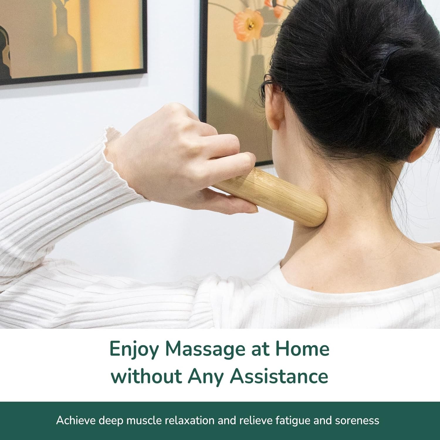 2 PCS Solid Bamboo Massage Stick Set Warm Bamboo Therapy Body Muscle Tool