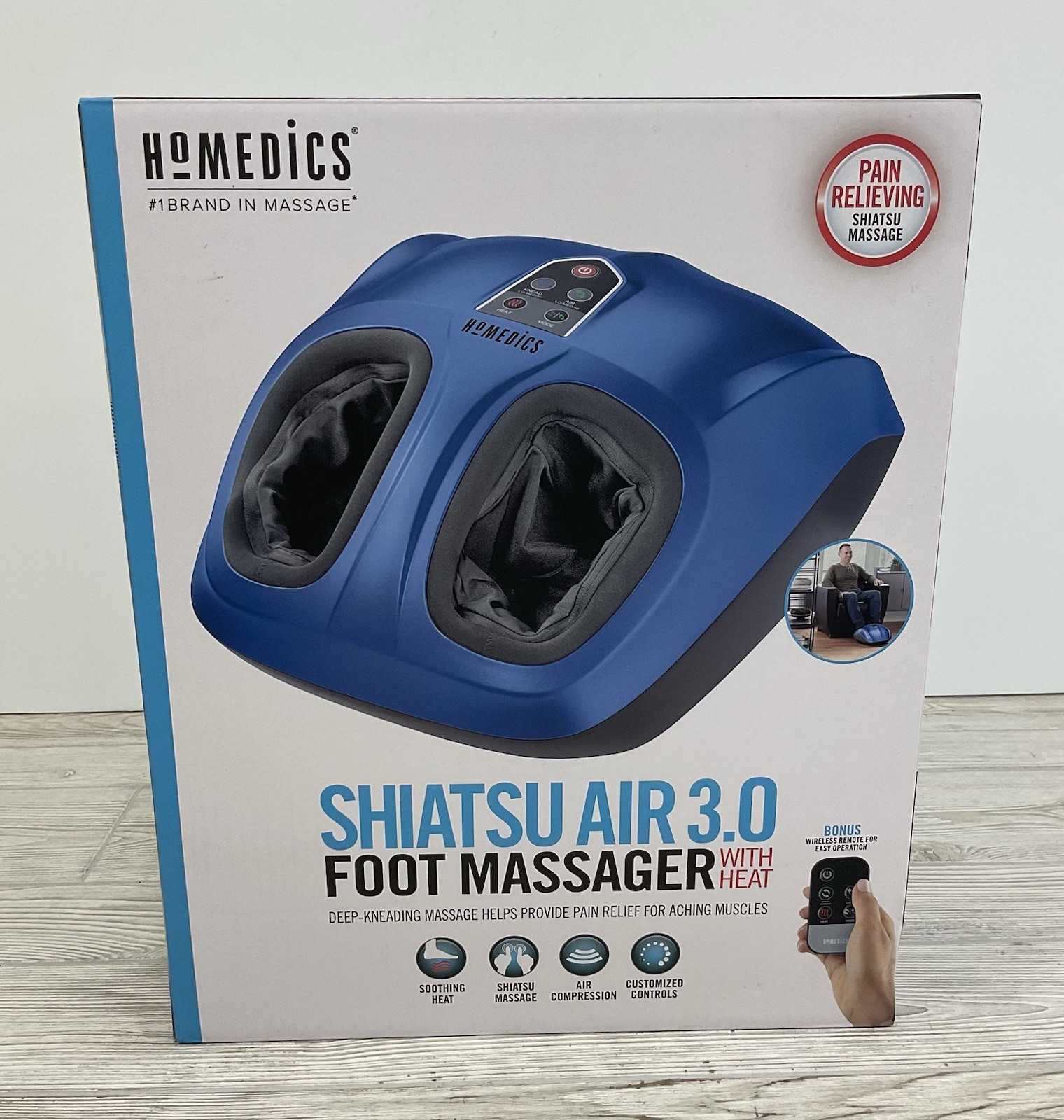 Homedics Shiatsu Air 3.0 Foot Massager With Heat – New In Box – Blue /s