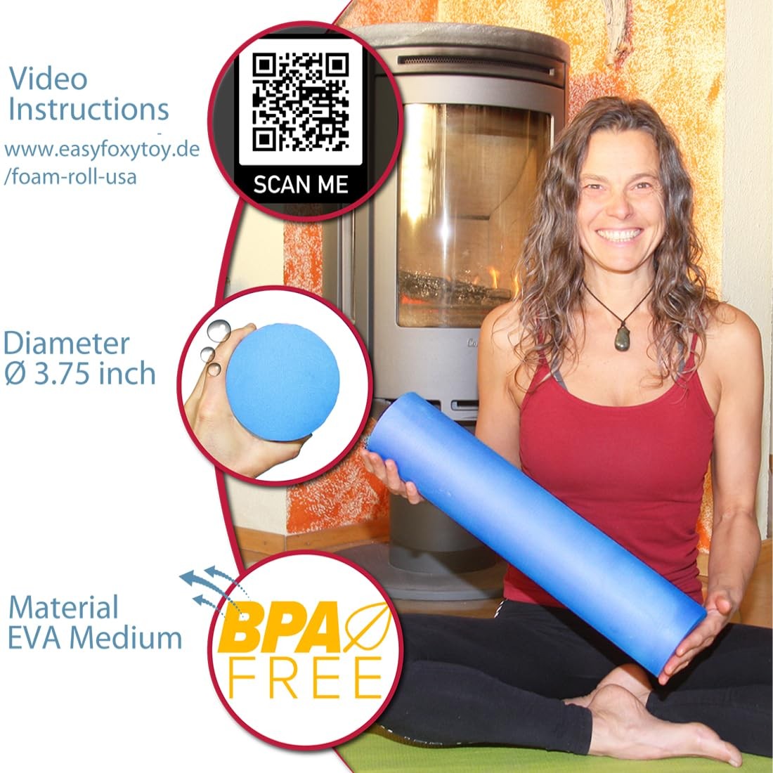Foam Roller Back Leg Muscle Pain – Small Size Hard Density EVA Muscle Recover…