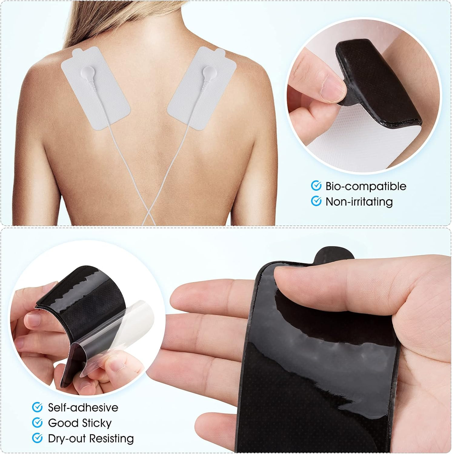 10-Pack Large TENS Electrode Pads – 3.5Mm Snap Connectors – High Conductivity, R