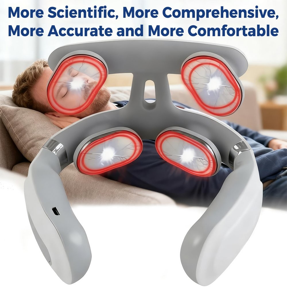 4-Heads Neck Shoulder Massager 6 modes 16 levels Cordless Cervical Relax & Heat