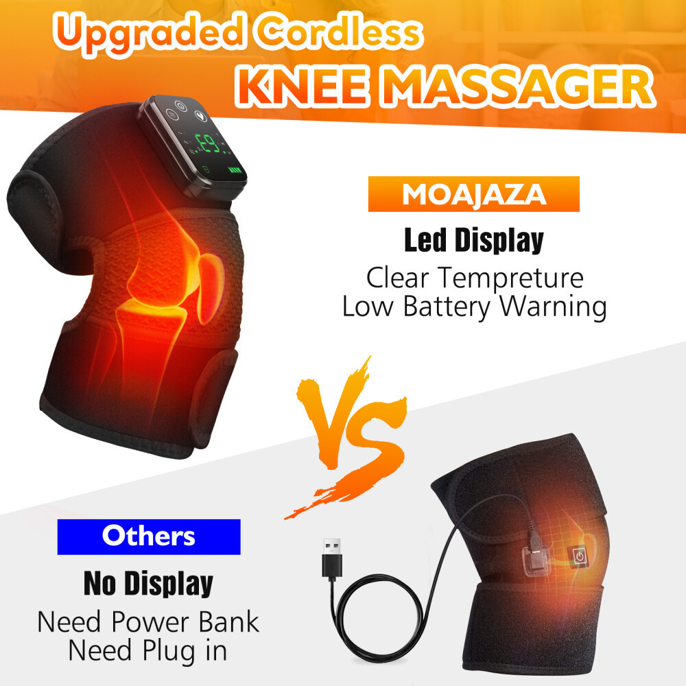 2PCS Cordless Heated Knee Massager Vibration Heating Shoulder Brace Support Wrap