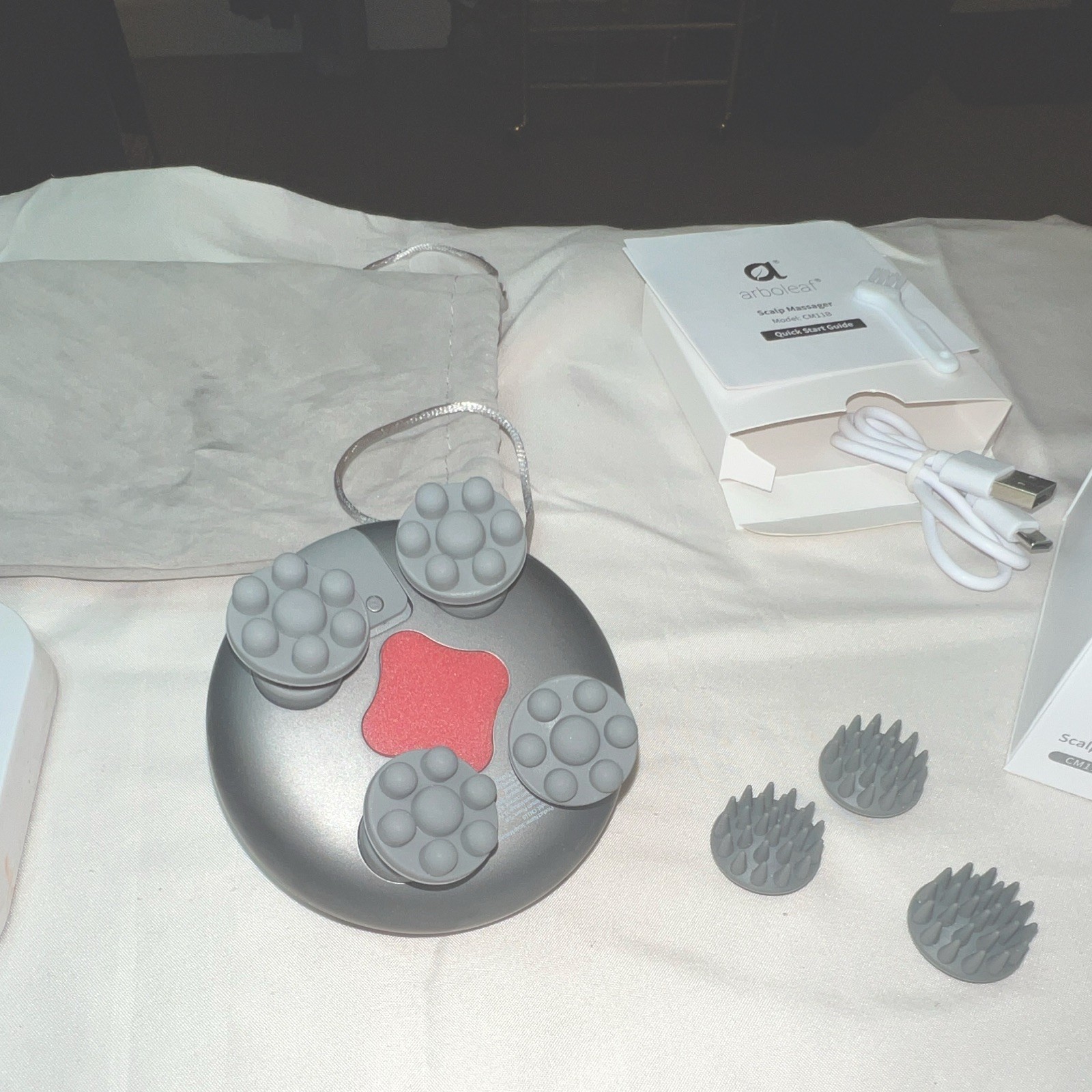 arboleaf CM11B Rechargeable Cordless Handheld Scalp Massager Gray/Black