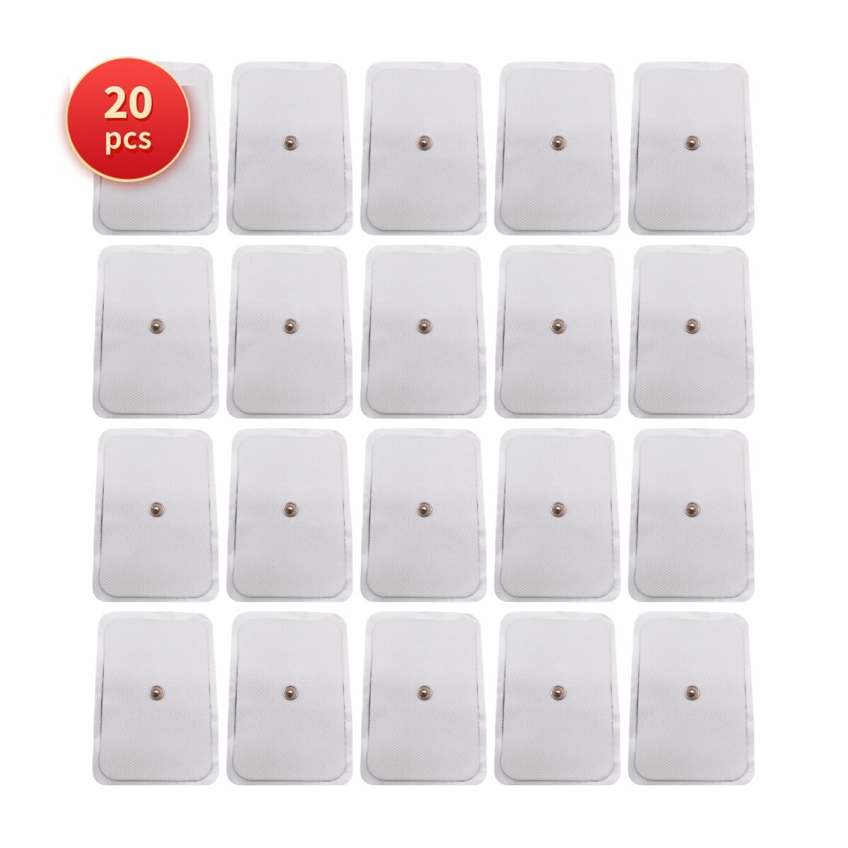 20 pcs Snap Electrode Pads 2.3″x3.5» Replacement fit TENS Unit Pulse Massager