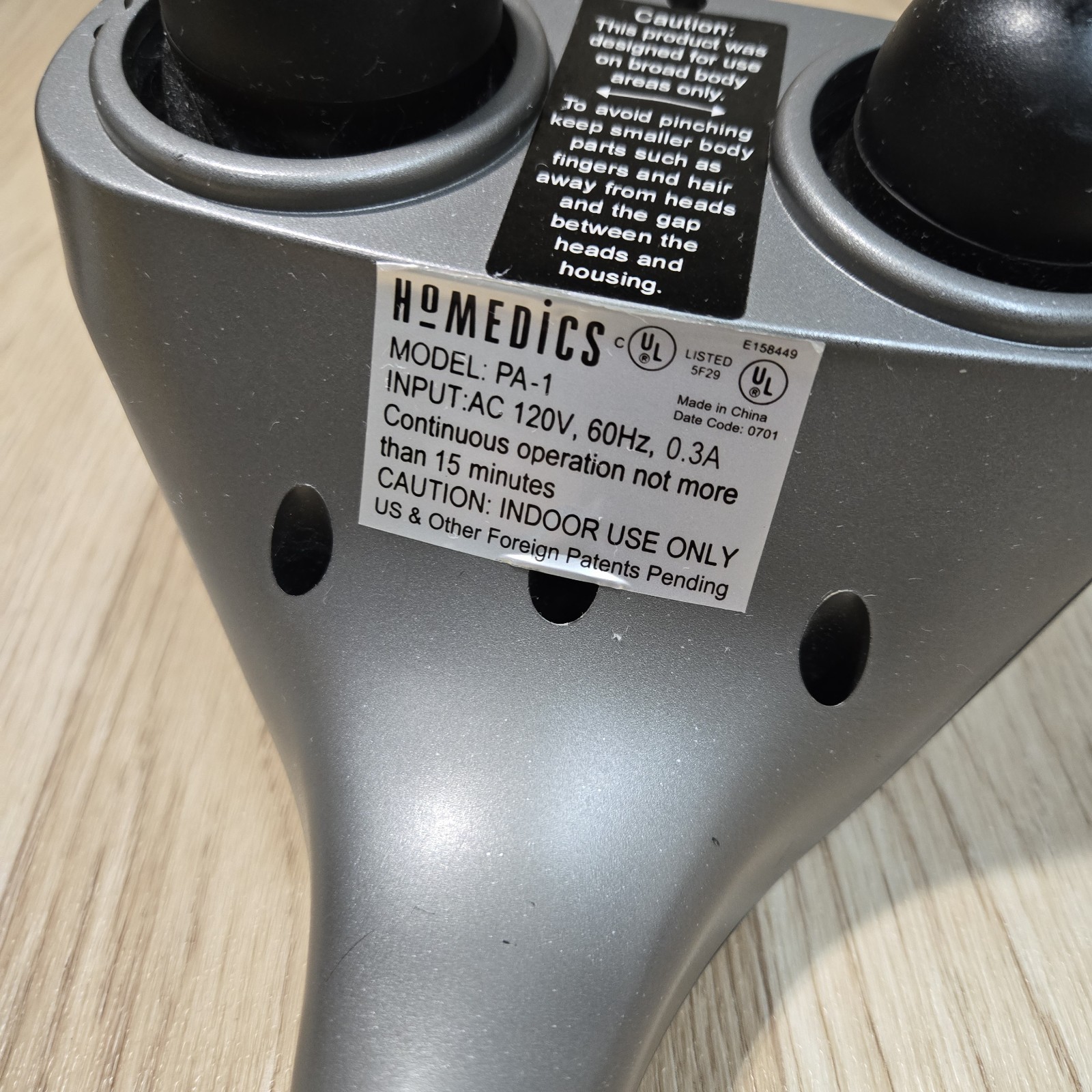 HoMedics PA-1 Percussion Handheld Corded Multispeed Massager 2-Head 120V
