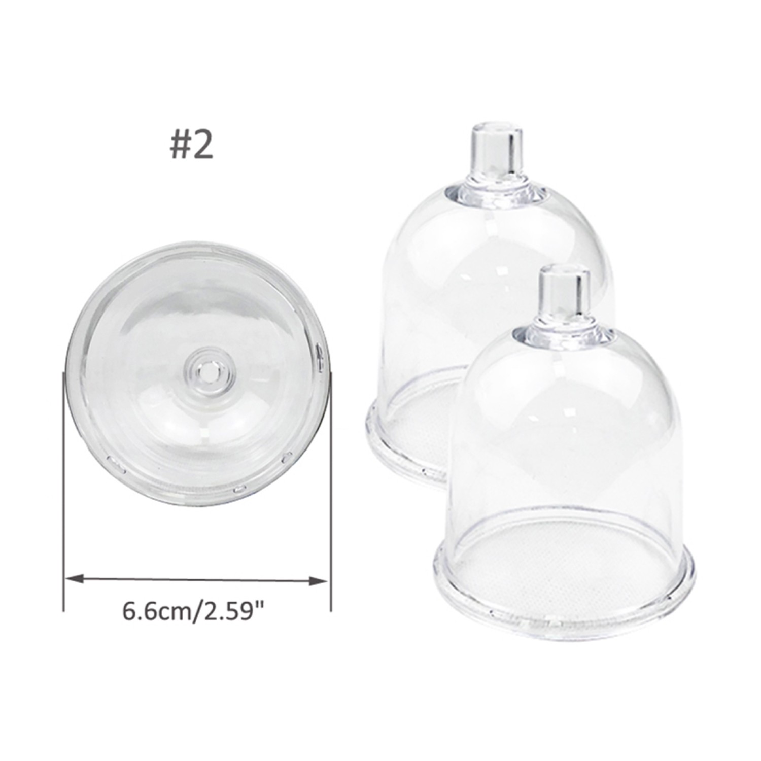 2PCS 6.5cm Vacuum Therapy Cupping Cups Replacement For Vacuum Therapy Machine