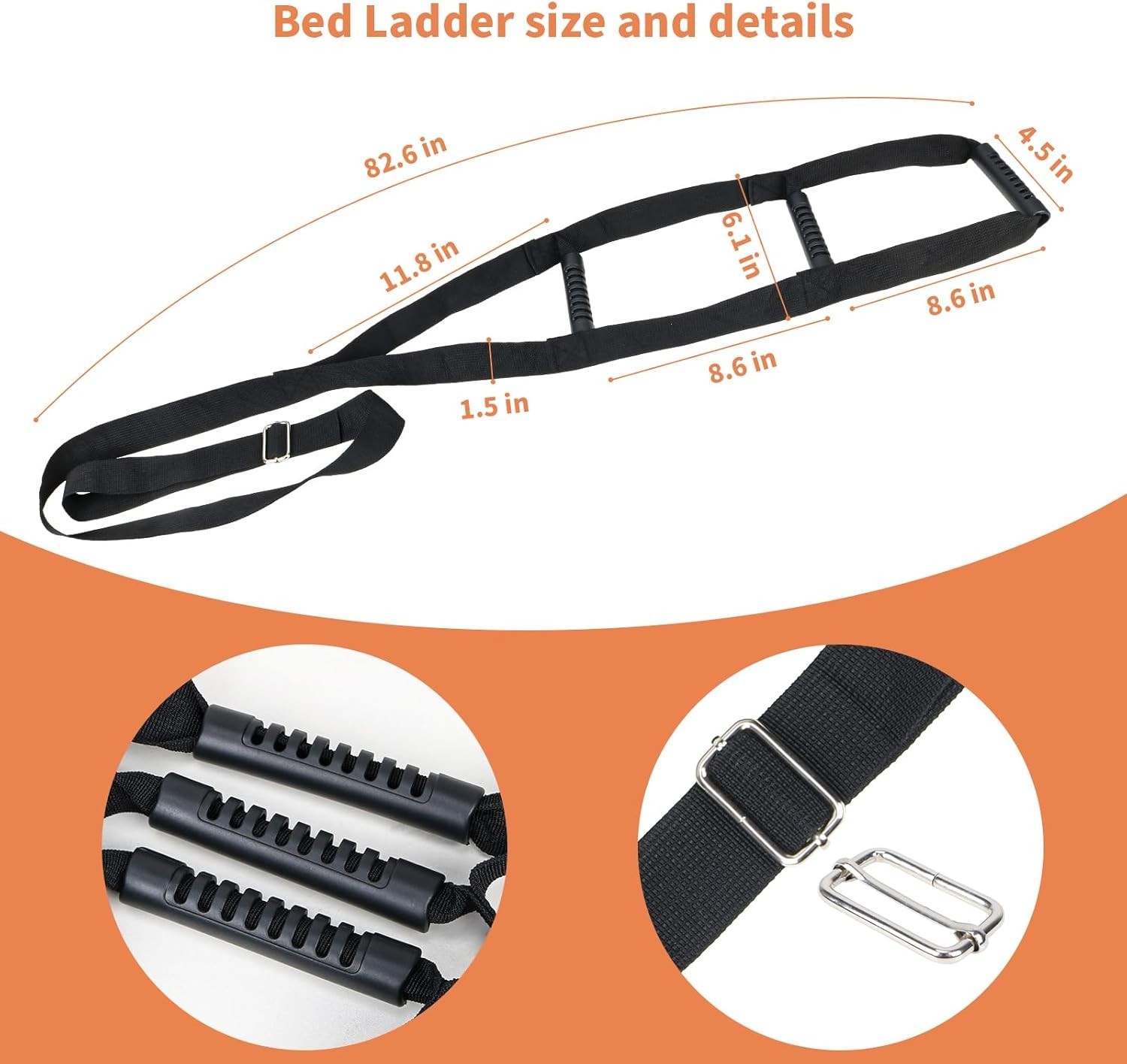 Escalera de cama negra con tirador – Dispositivo de asistencia para sentarse
