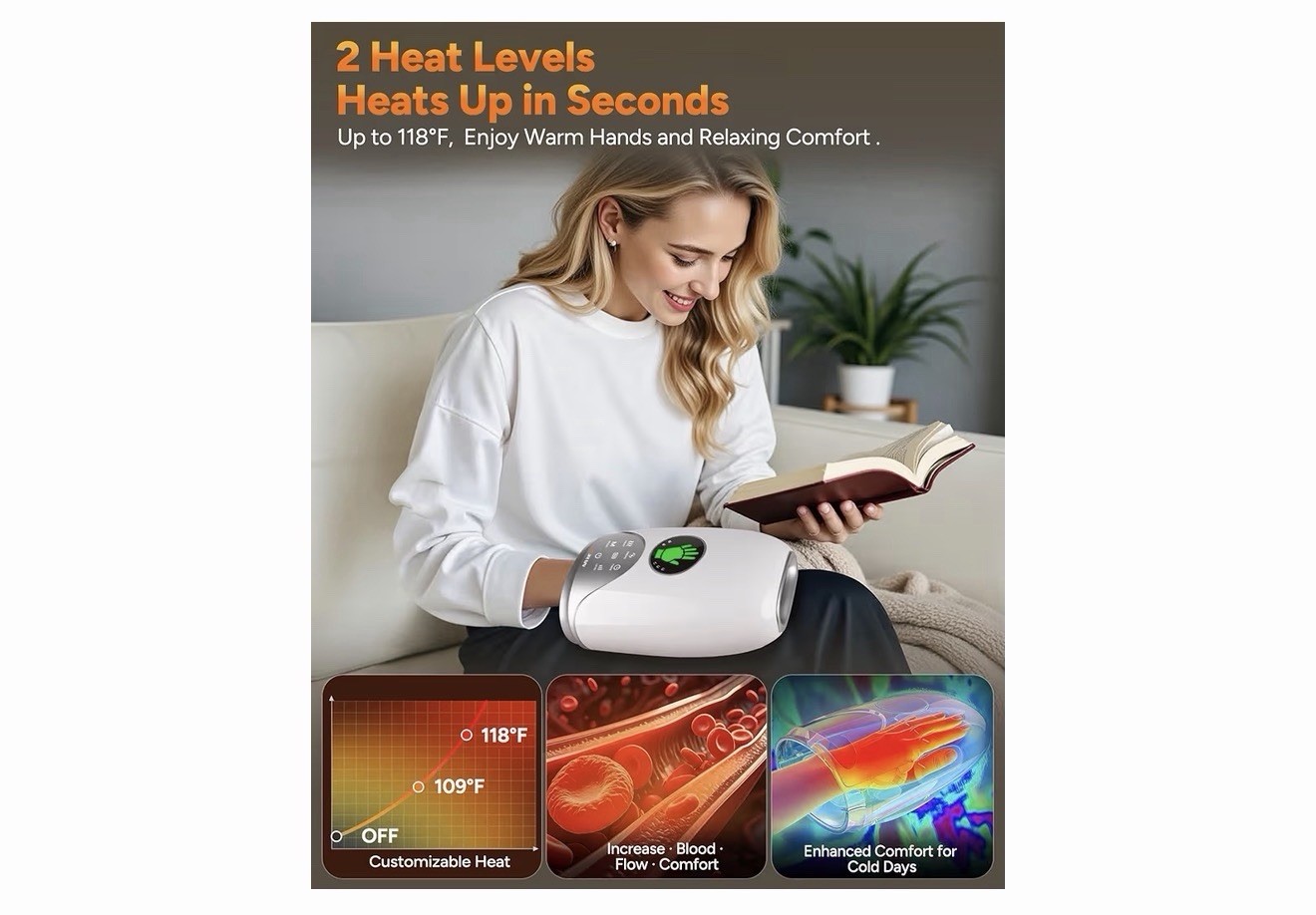 Hand Massager with Heat and Compression : Hand and Wrist Massager with Custom