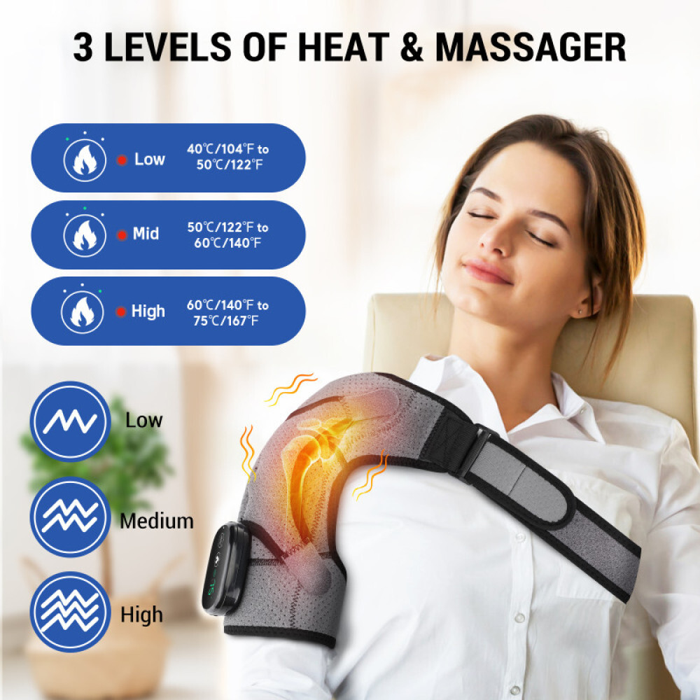 HailiCare Heated Shoulder Massager Brace w/ Vibration Therapy Joint Pain Relief