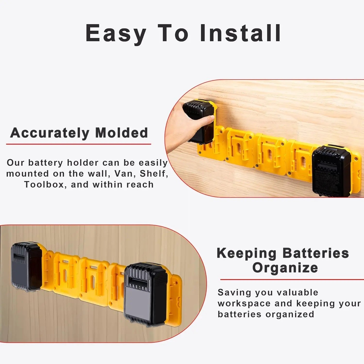 Battery Holder Mount Dock for 14.4V-18V Battery Compatible with DCB200（No Batter