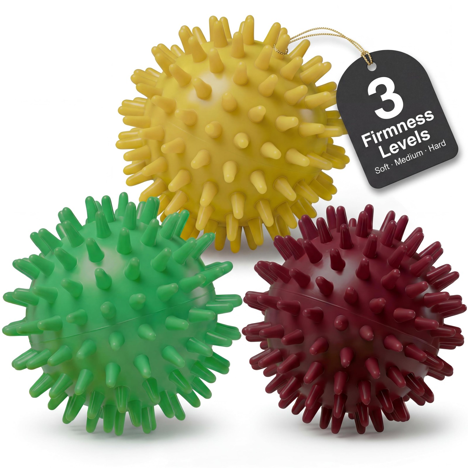 Â® 3 Spiky Massage Balls Set [Hard, Medium, Soft] – Foot Roller Massager Spik…
