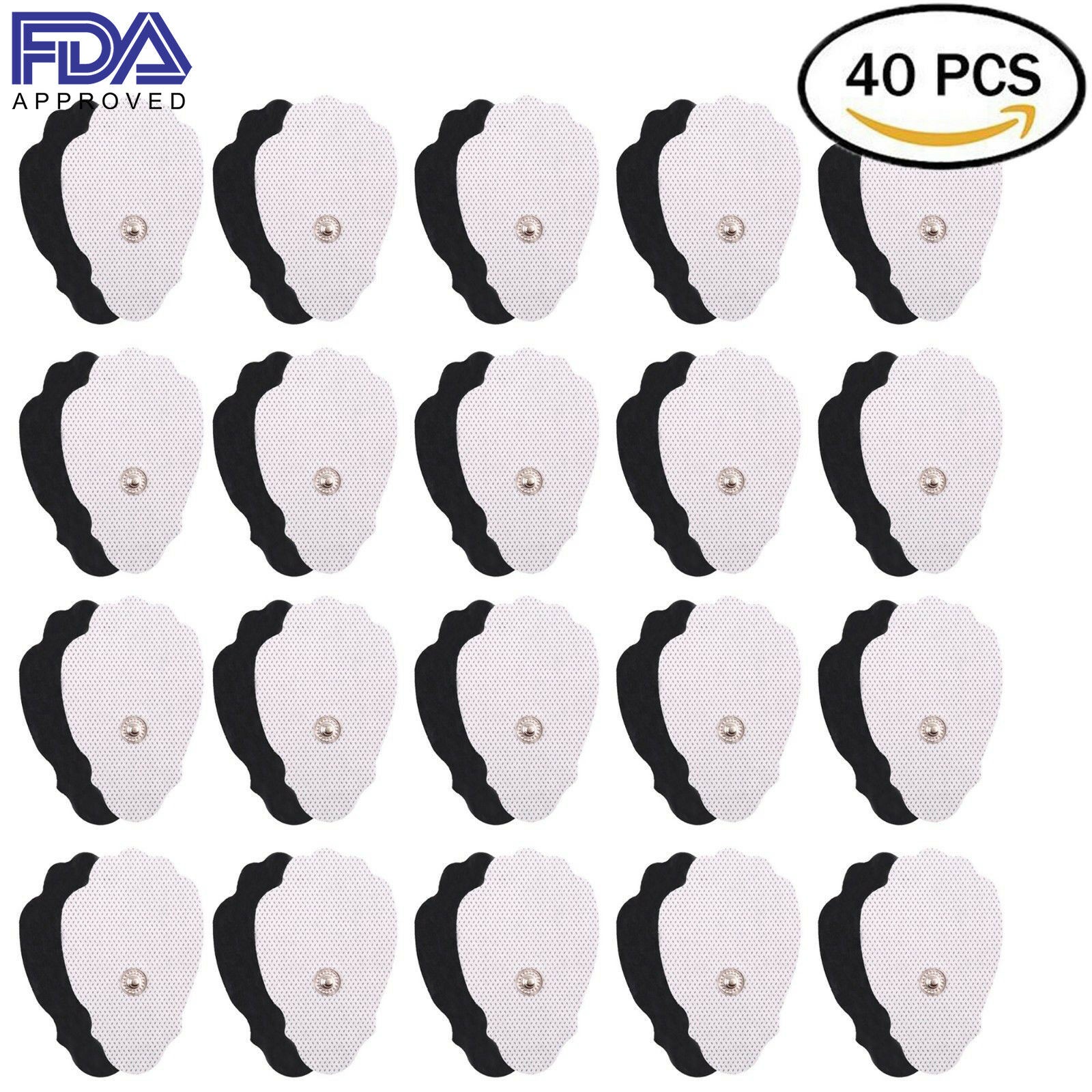 40 Large Snap On Replacement Electrode Pads For TENS EMS Unit & Pulse Massager