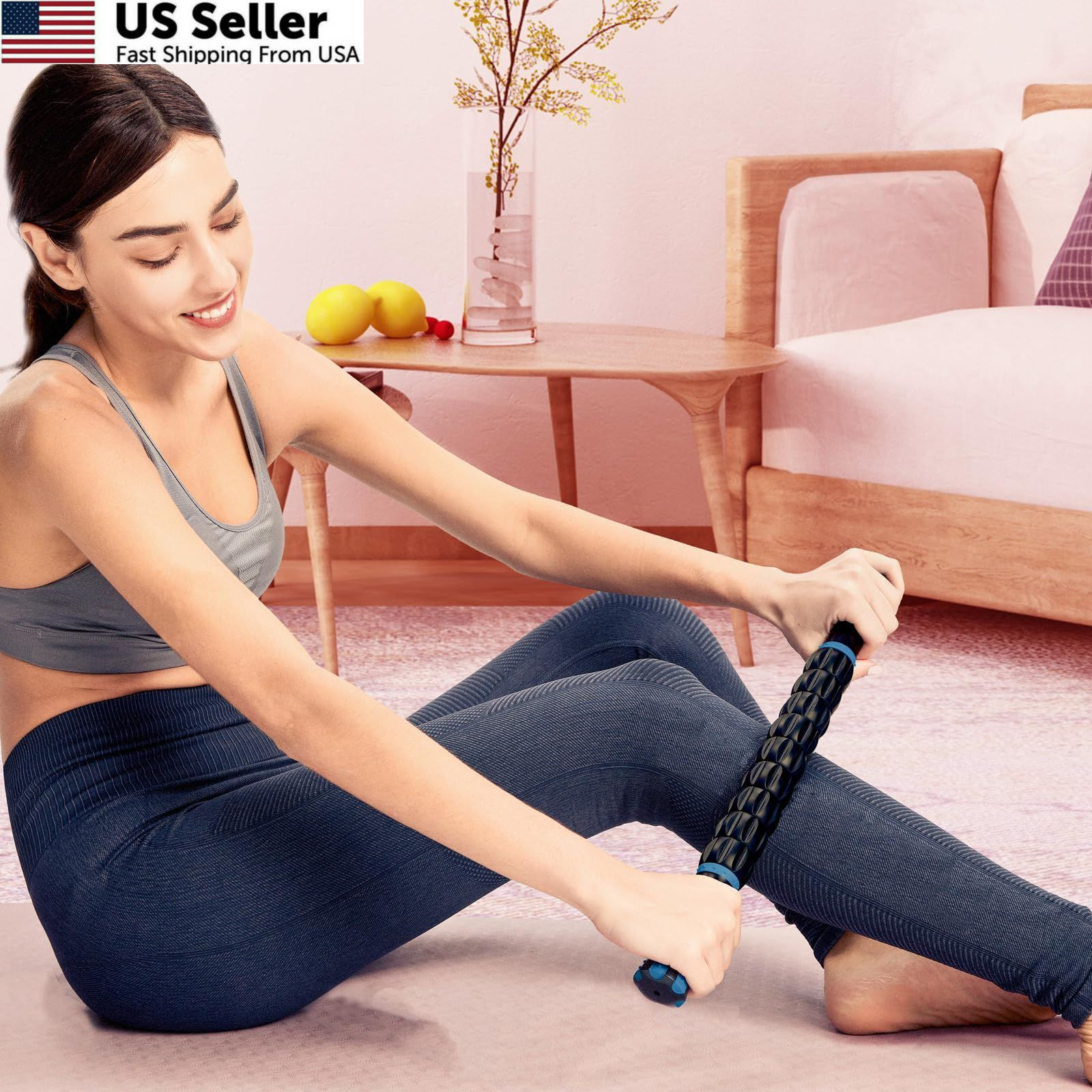 9-Roller Deep Tissue Massage Stick Muscle Recovery Roller Athletes Back Leg Pain