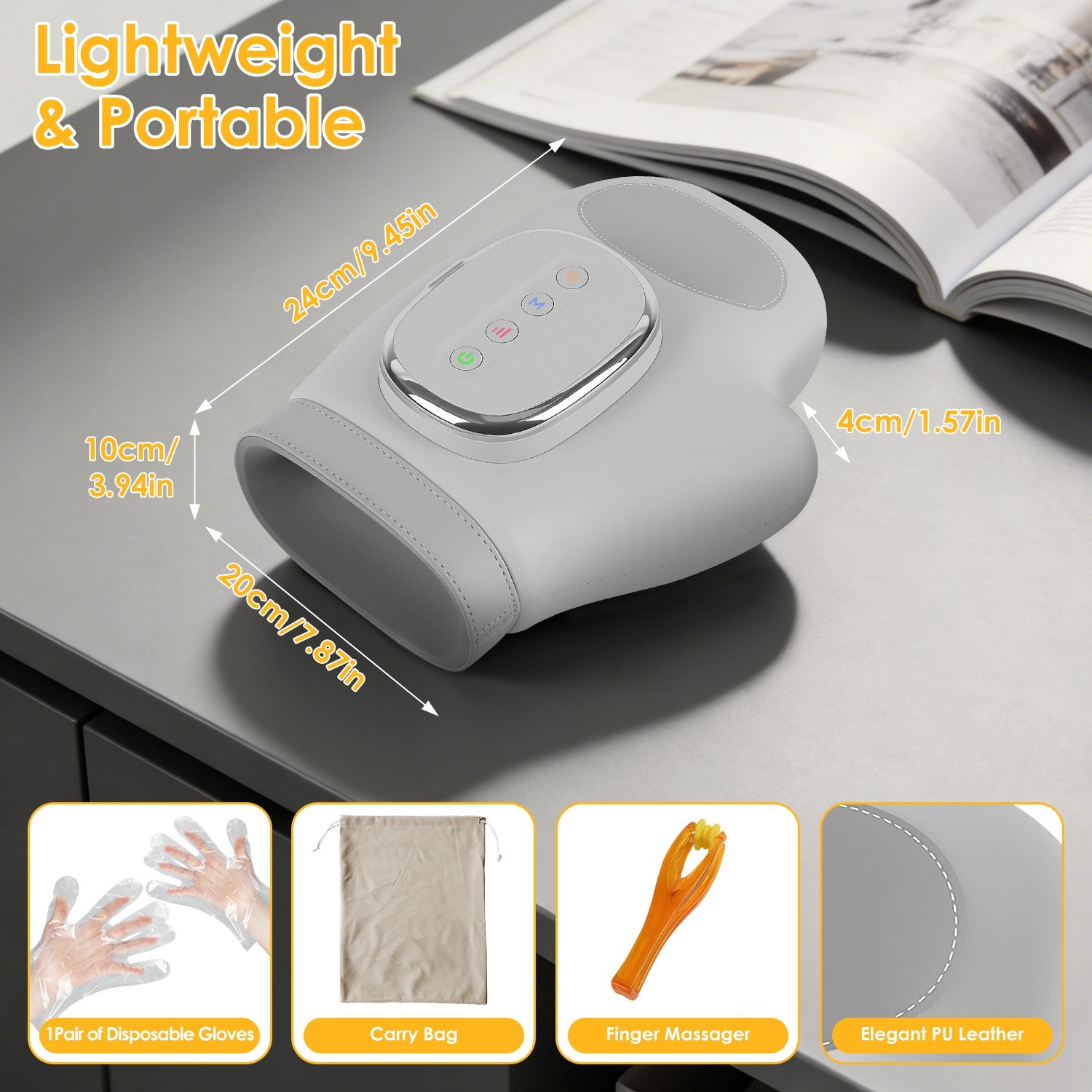 Cordless Hand Massager With Heat 3 Modes 5 Intensity Levels And Carry Bag