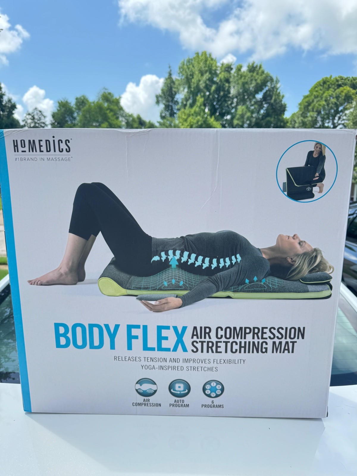 HoMedics Body Flex Air Compression Stretching Mat 6 Programs Yoga Back Relief