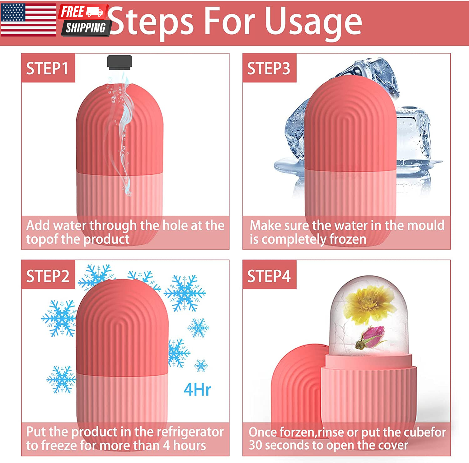 Ice Cube Roller Massager for Face, Eyes and Neck Naturally Conditioning and Skin