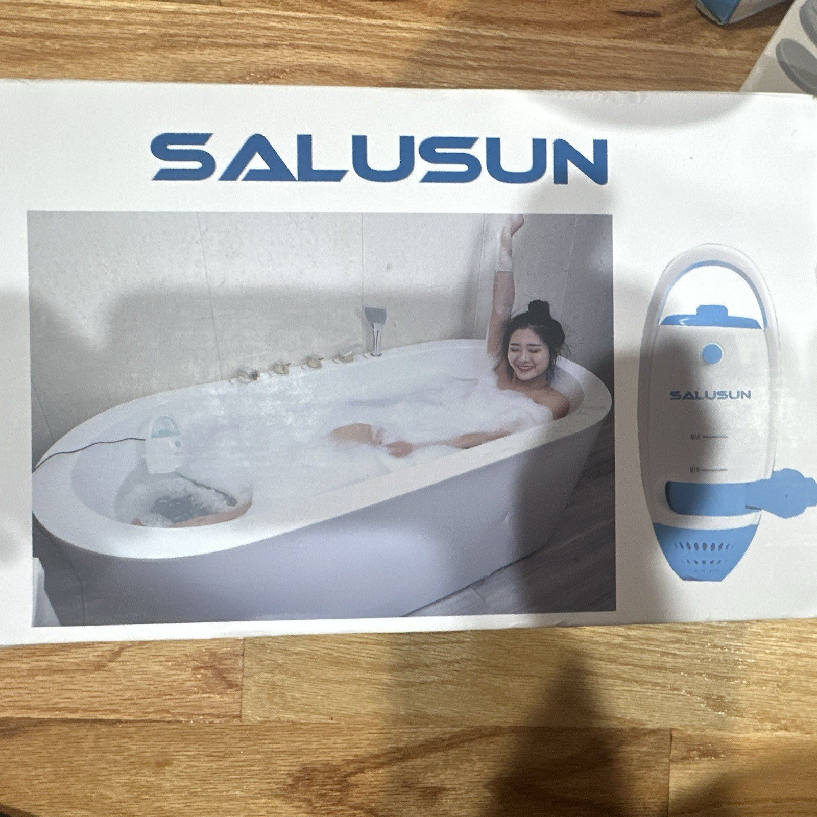 SALUSUN Bubble Bath Spa Massager Water Jet, Adjustable, White/Blue