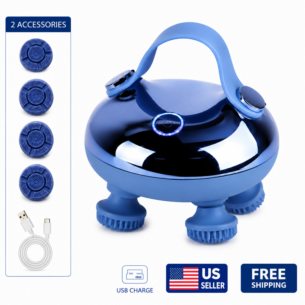 Electric Scalp Massager Rechargeable Handheld Head Massager USB Portable