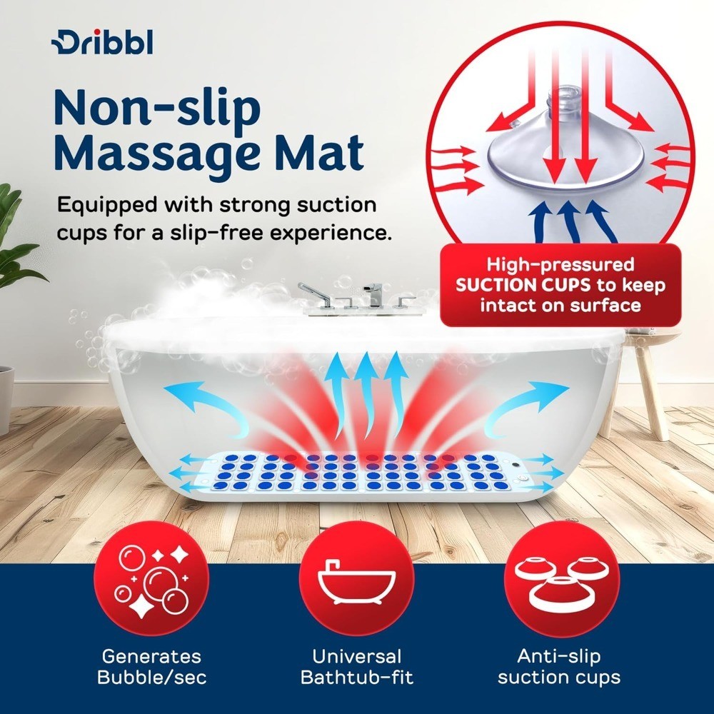 Electric Bubble Massage Bathtub Mat, Non-Slip Waterproof Bath Mat with Air Pump