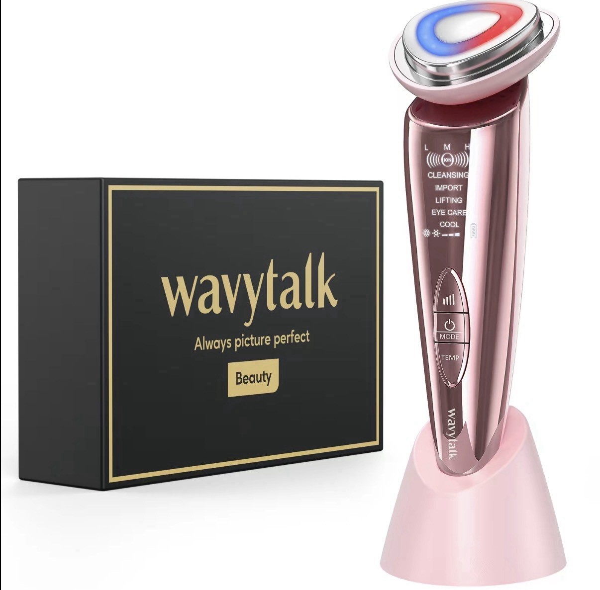 Wavytalk Skin Care Tool, 5 In 1 Heating/Cooling, Vibration, Pink