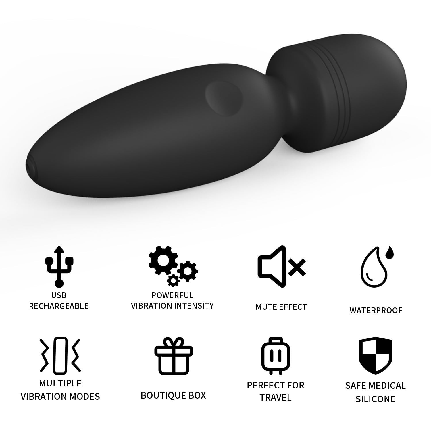 Portable Waterproof Mini Handheld Massager, 10 Vibration Modes for Back Relief