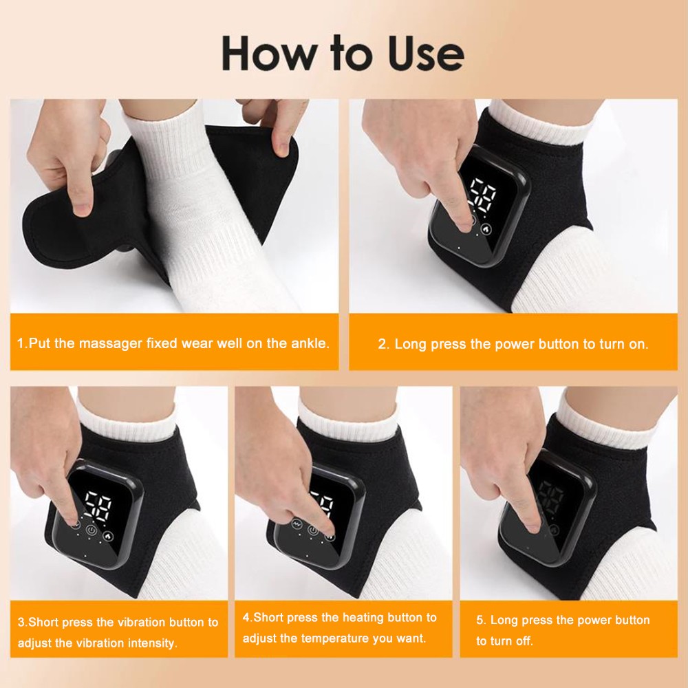 Pair Cordless Foot Ankle Massager Pain Relief with 3 Heat & 3 Vibration Modes
