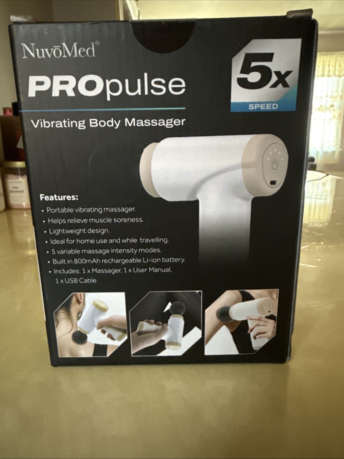 NuvoMed PROpulse Vibrating Body Massager 5 Speed Muscle Gun Rechargeable Battery