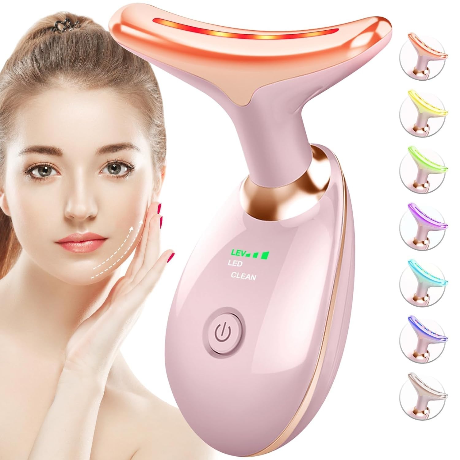 Red-Light-Therapy-for-Face-and-Neck, 7 Color Face Massager Tool for Wrinkles,…