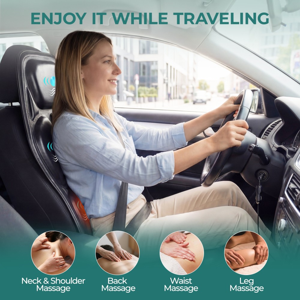 7-Motor Heated Massage Chair Pad, 9 Modes Adjustable Heat Timer for Home Office