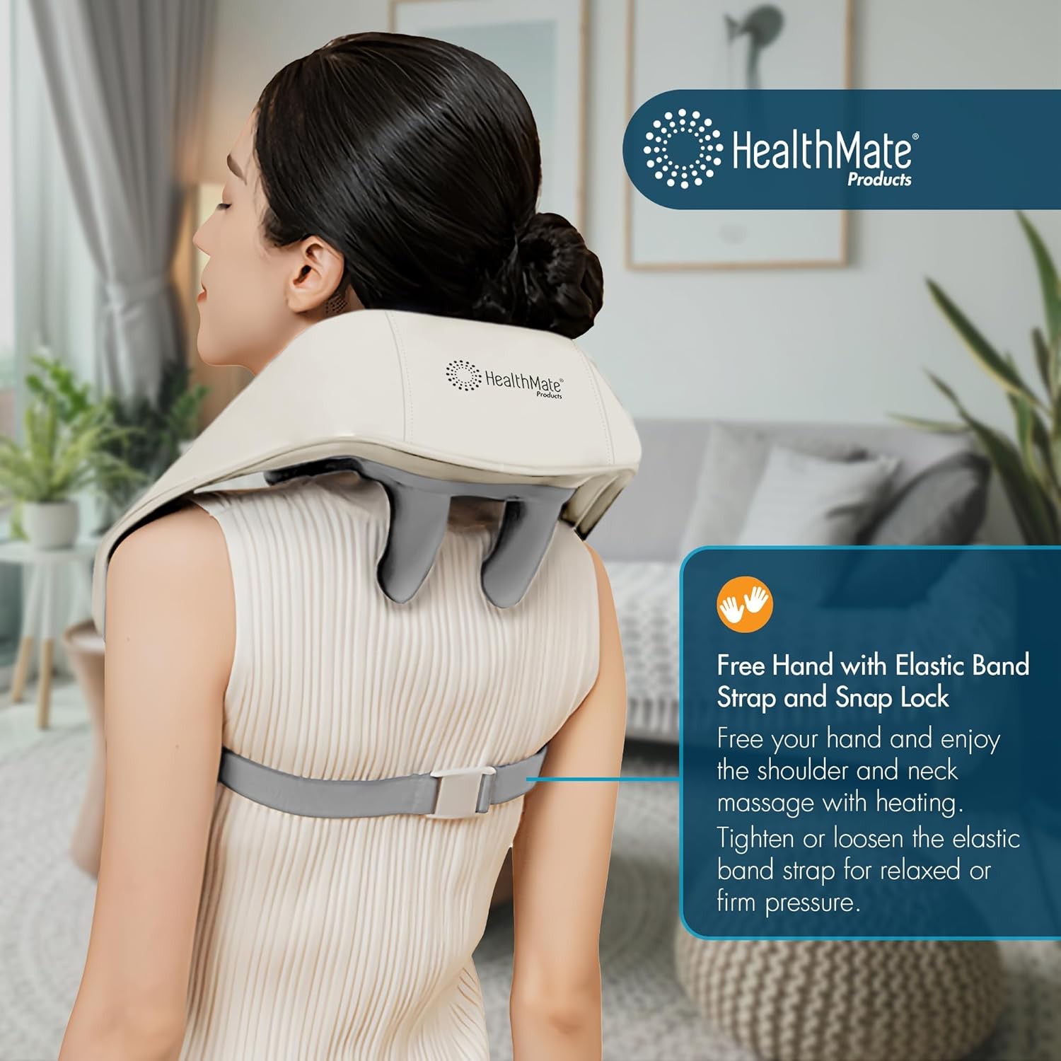 Healthmate Neck Shoulder Massager Shiatsu Deep Tissue Heat Cordless
