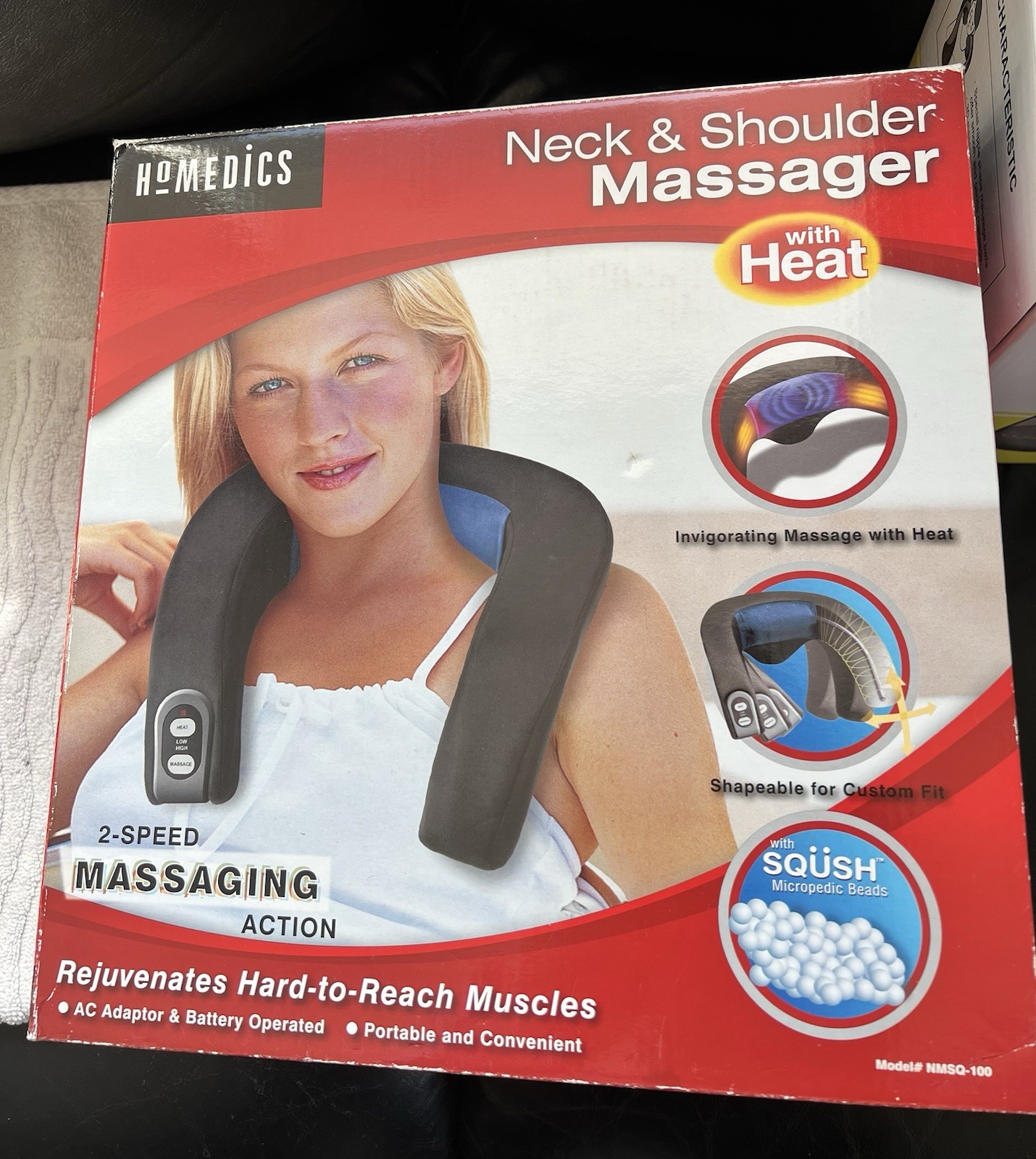 Homedics MASSAGER NECK & SHOULDER Vibrator with HEAT 2 Variable Speeds NMSQ-100