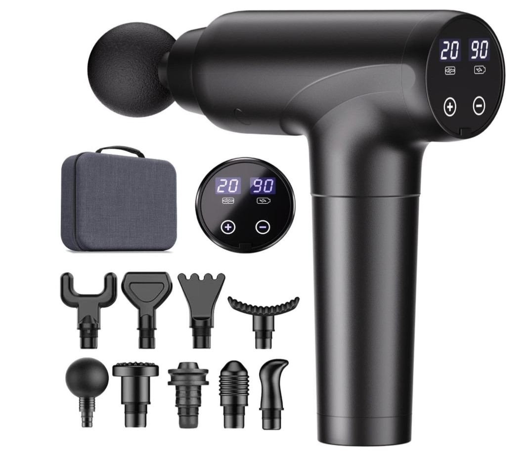 Massage Gun Percussion Massager 20 Speed Deep Tissue Muscle Vibrating 9 Heads