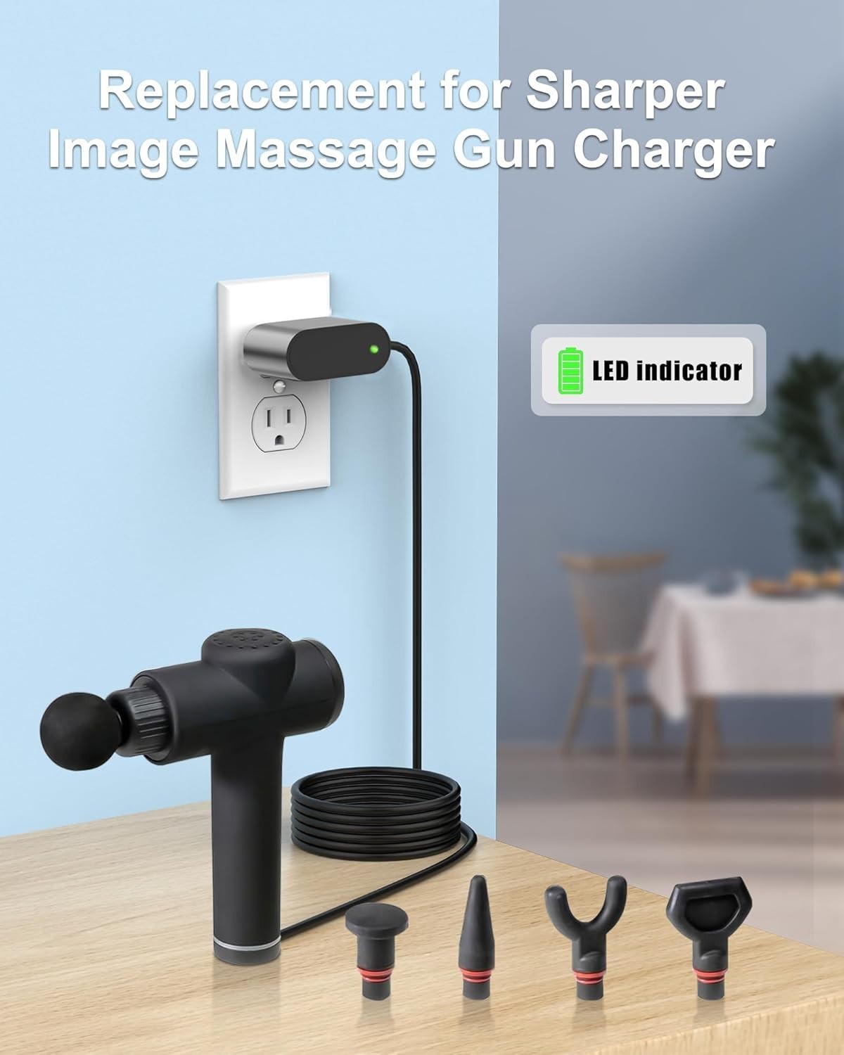 27V Massage Gun Charger for Sharper Image – 6FT Power Cord, Certified