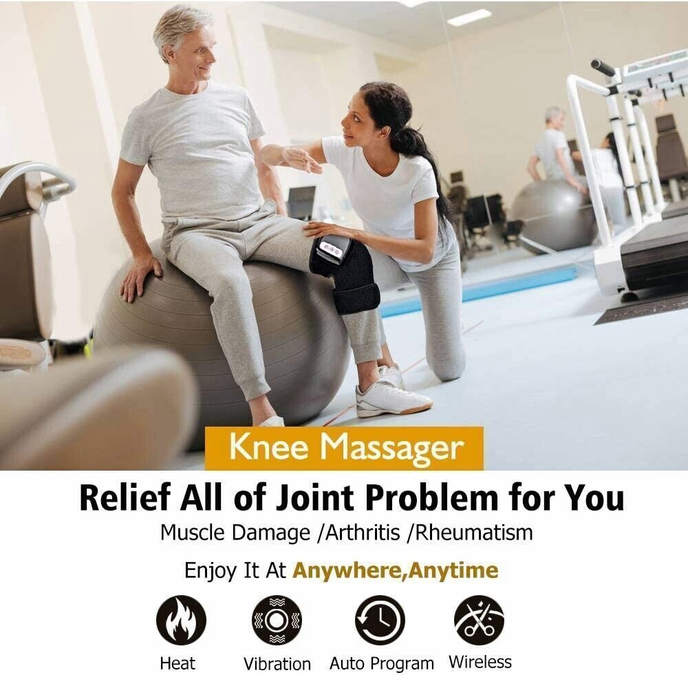 3in1 Electric Knee Massager with Heat Vibration Joint Brace Shoulder Pain Relief