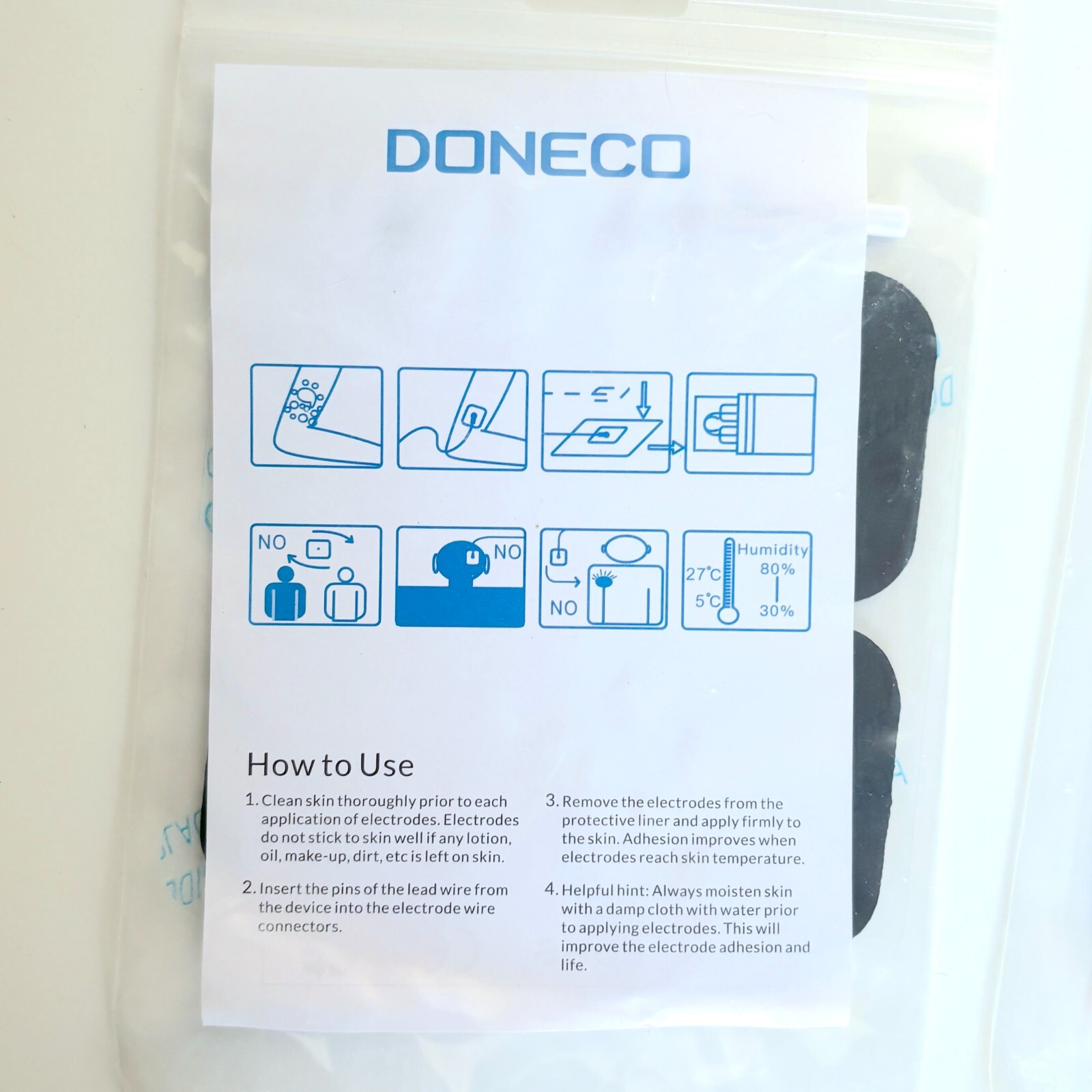 Lot of 4 – DONECO 2in Square Reusable Electrodes for TENS Machines BRAND NEW