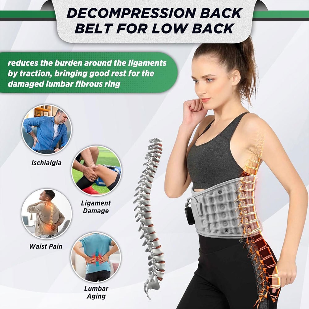 Inflatable Heating Massage Decompression Belt Lumbar for Lower Back Pain Relief