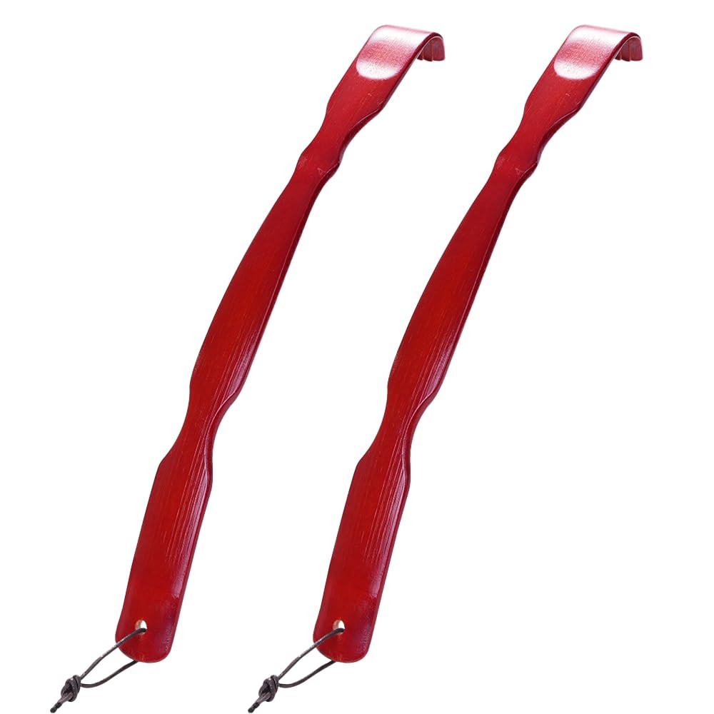 Bamboo Back Scratcher 17» Curved Handle, Sandpaper Included (Brown, 2 Pack)