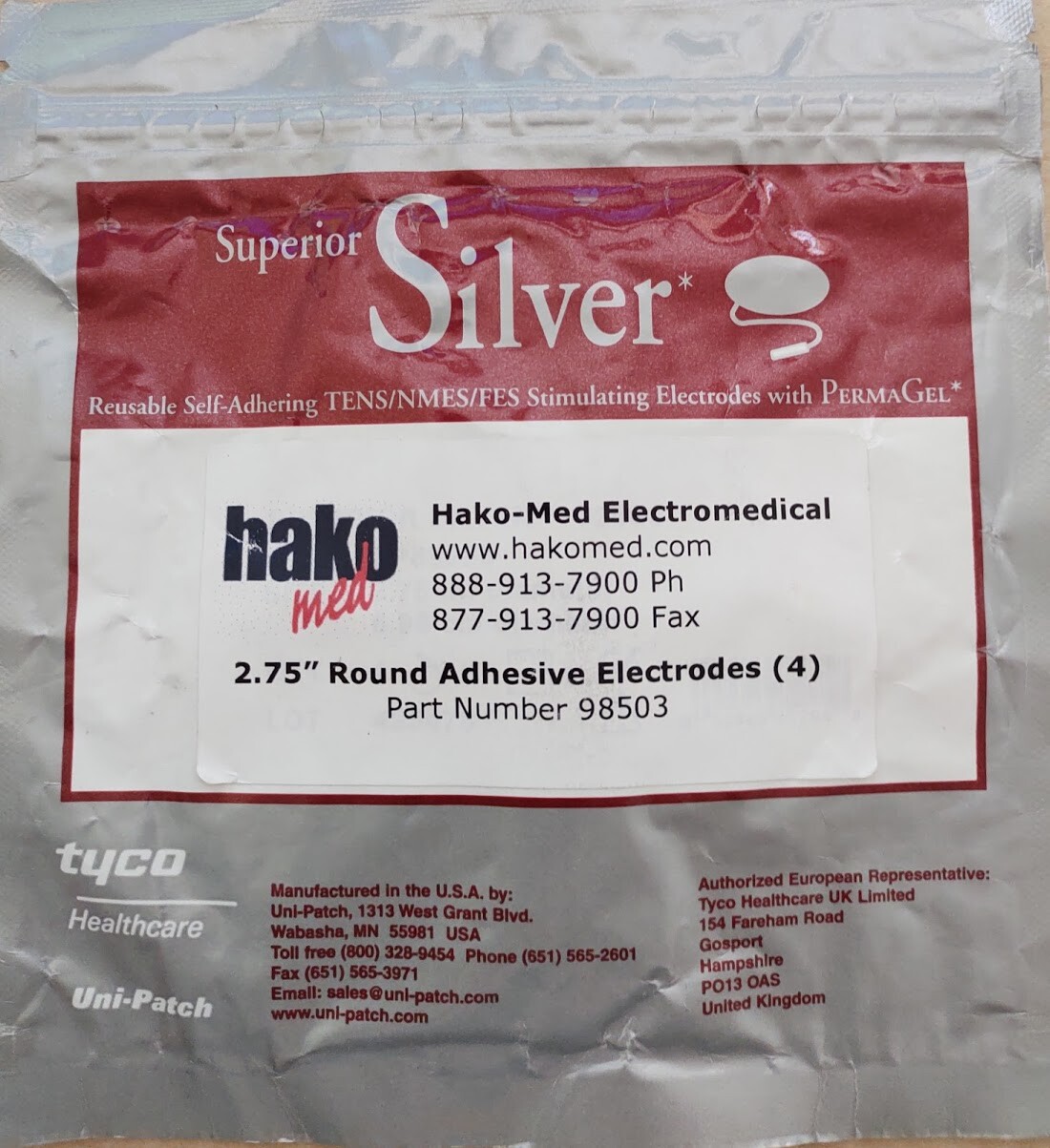 Superior Silver 2.75″ Round Adhesive Electrodes (4)