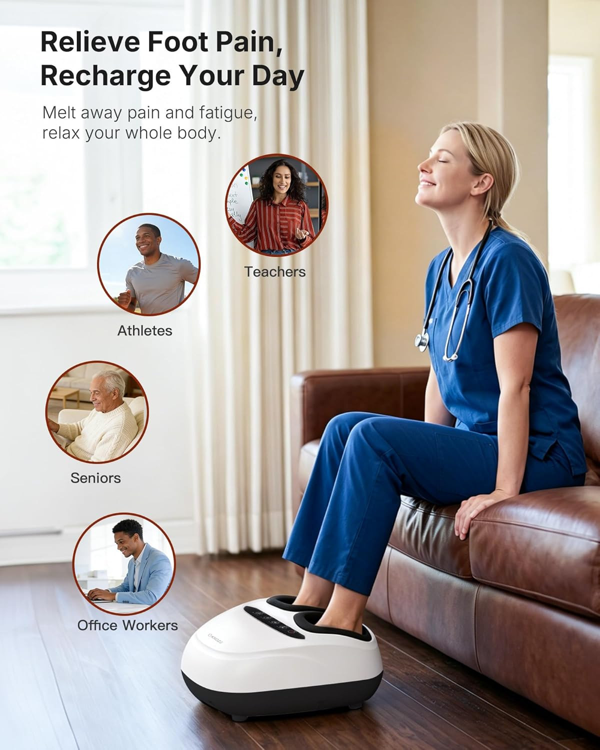 KNQZE Shiatsu Foot Massager with Heat, Compression, Deep Kneading Foot Massage f