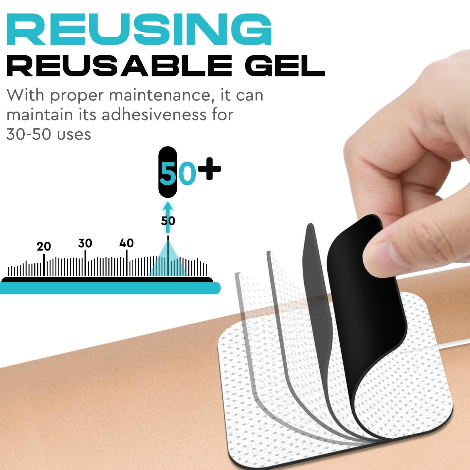 8 PCS 2×2″ Tens Unit Electrode Pads for Muscle Stimulator – Reusable, Self-Stick