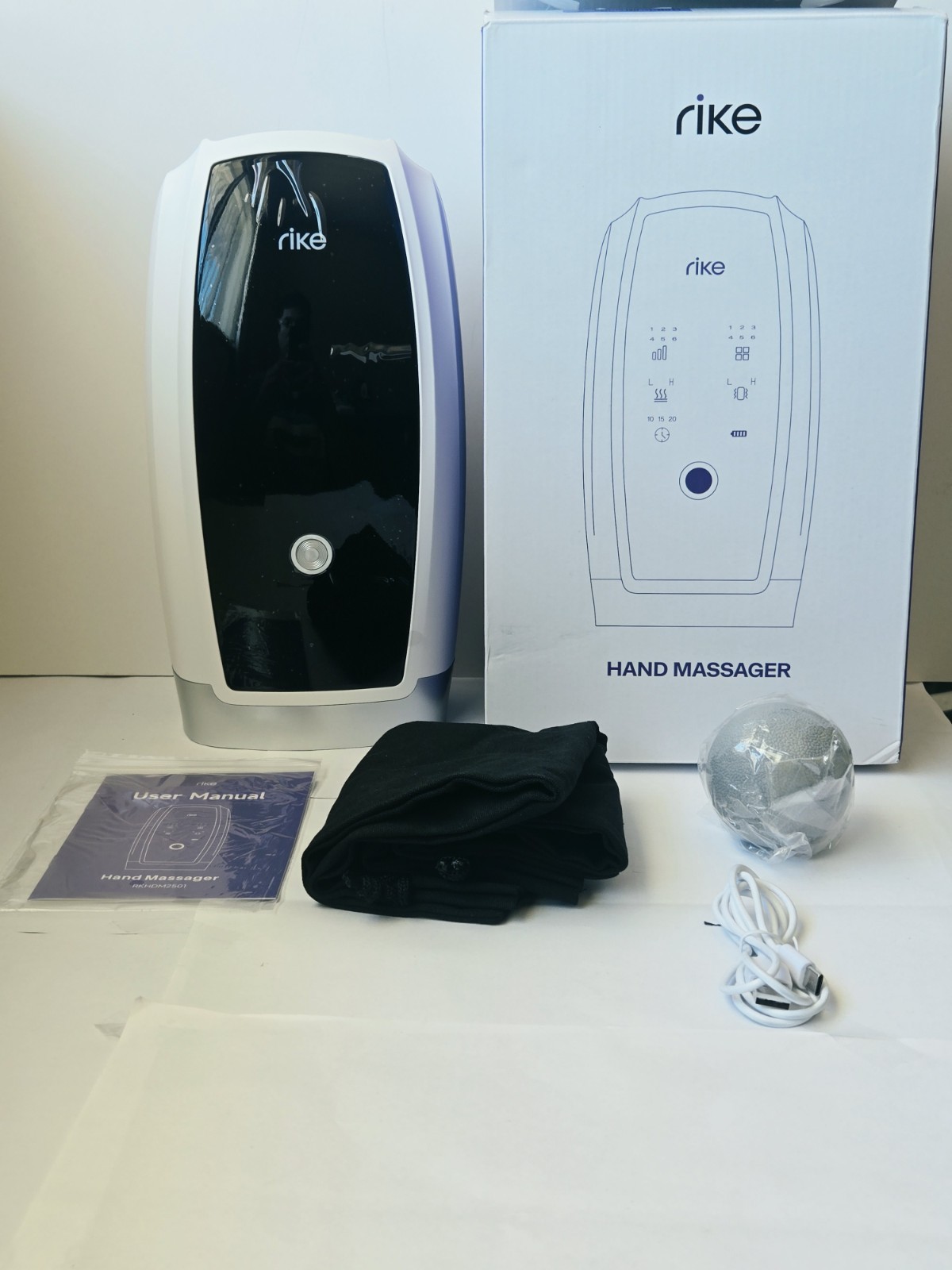 RIKE Electric Hand Massager w/Heat Air Compression Rechargeable Cordless