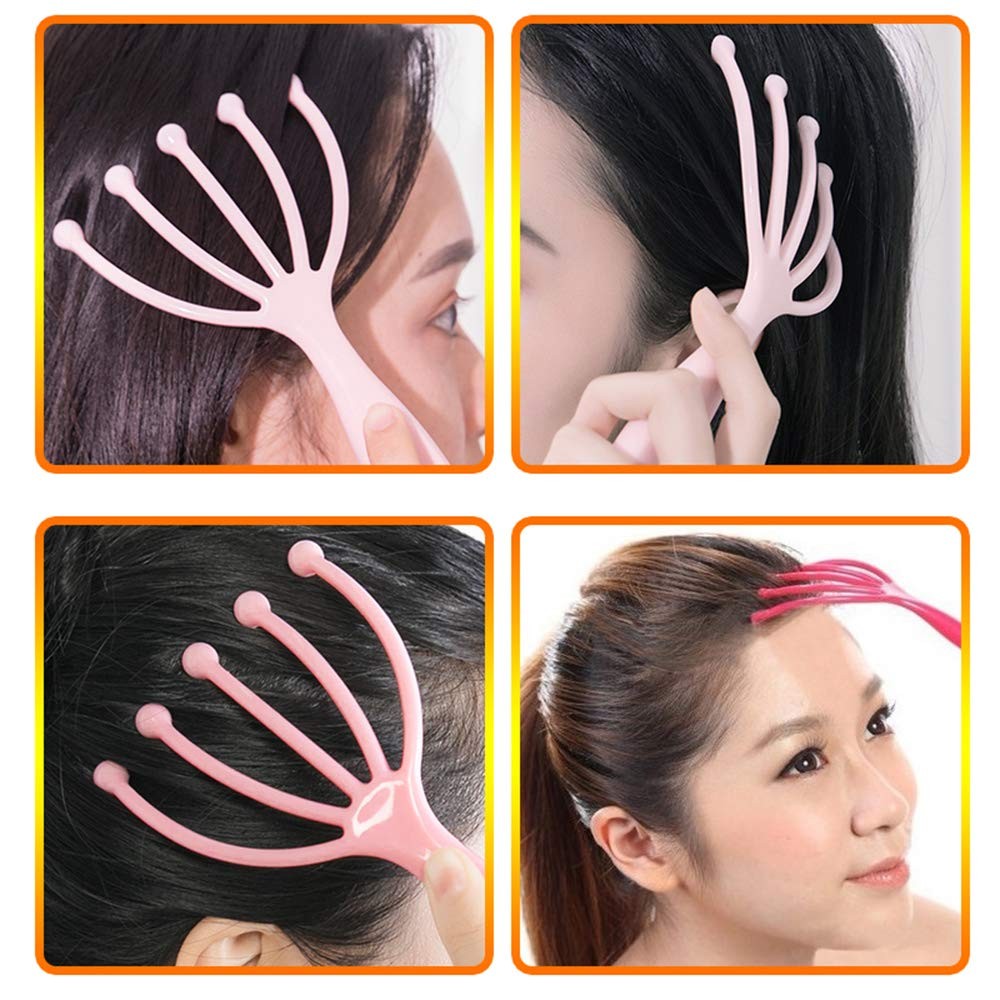 Ryoma Scalp Massager, Protable Hand Held SPA 2 Count (Pack of 1), Pink, Blue