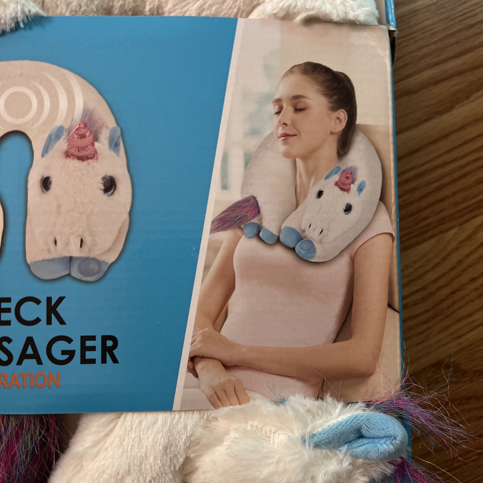 Health Touch Neck Massager Vibration White/Multicolor Unicorn Plush Polyester