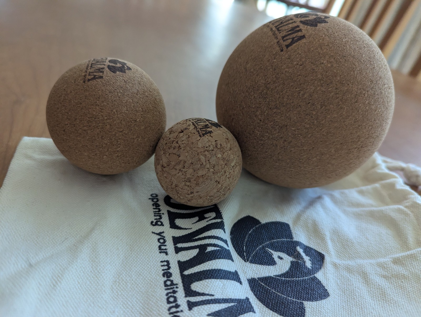 Jevalma 100% Natural Cork Ball Massage Set of 3, Deep Tissue w/ Drawstring Bag