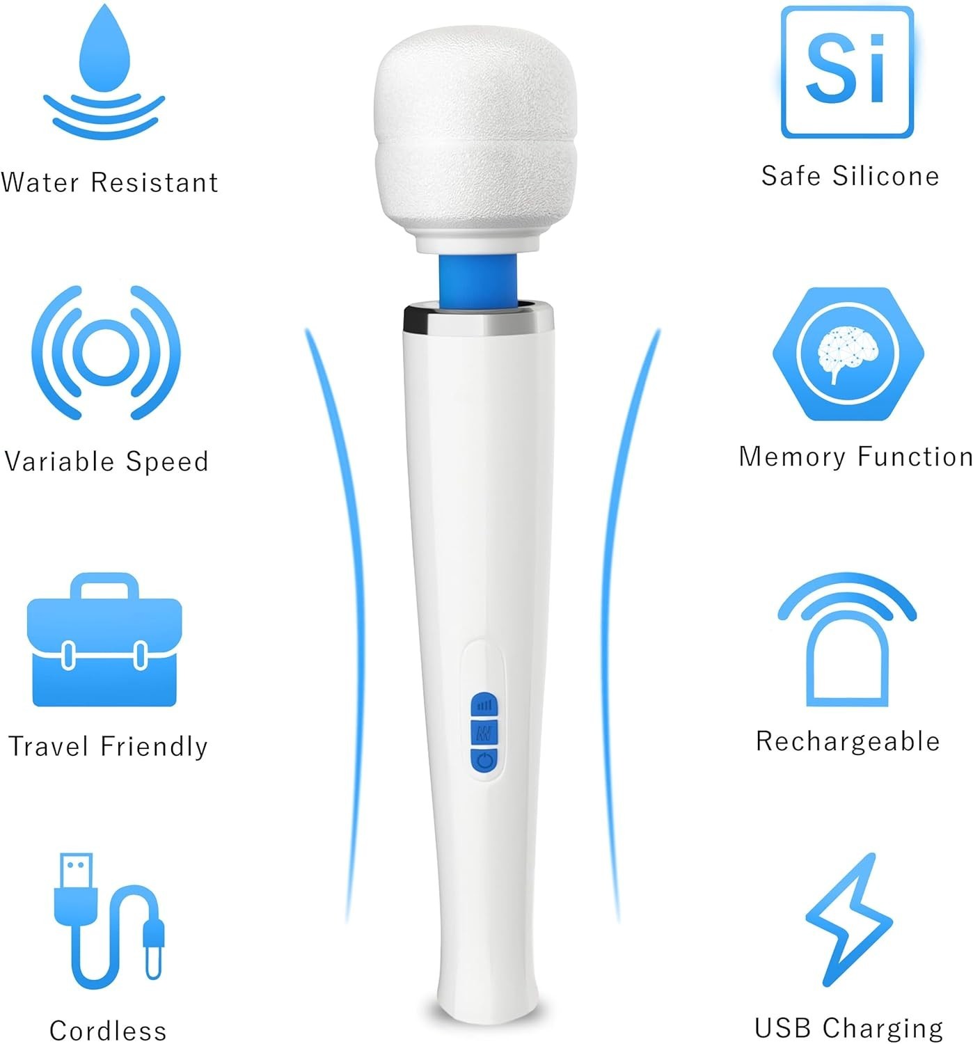 Brand New Therapeutic Cordless Massager – White 8 Speeds