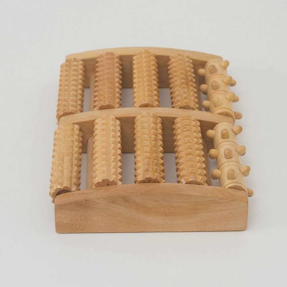 Wooden foot pain massager 5 Roller Care reflex relaxation pressure relief JQ