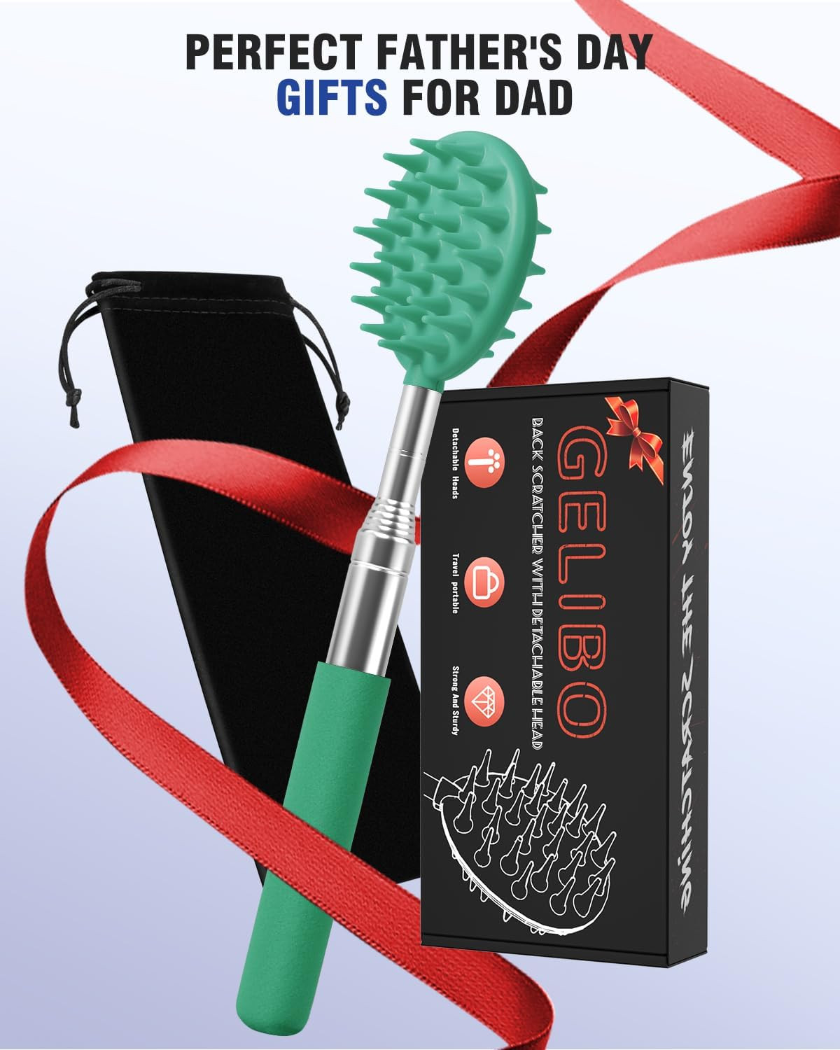Telescoping Back Scratcher with 5Pcs Detachable Heads, Extendable Back