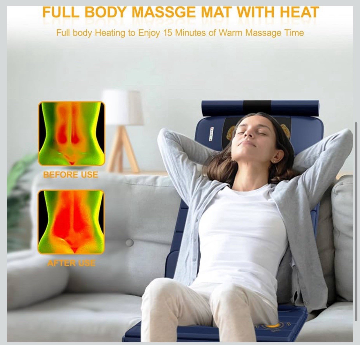 Luxury Full Body Head To Foot Massage Shiatsu Mat Pad w/ Heat, Vibration 70”x21”