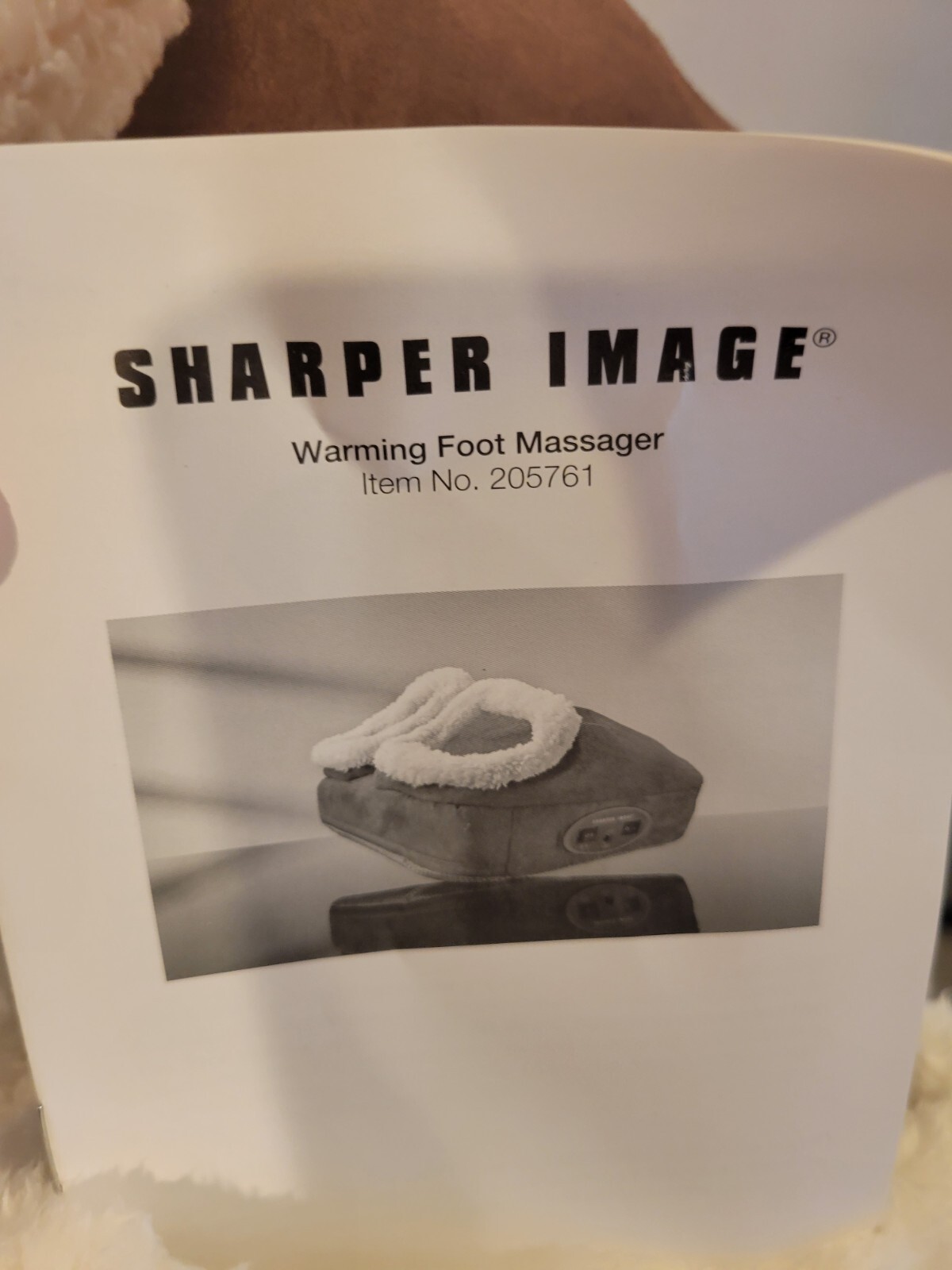 Sharper Image Warming foot Massager, brown and beige polyester material NOB